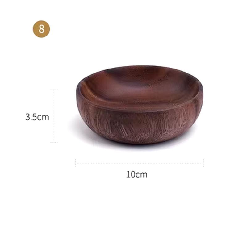 Food Container Acacia Wooden Bowl Wooden Tableware Household and Fruit Plate Salad Bowl Whole Wooden Soup Bowl Wooden Plate