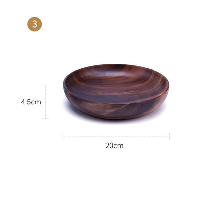 Food Container Acacia Wooden Bowl Wooden Tableware Household and Fruit Plate Salad Bowl Whole Wooden Soup Bowl Wooden Plate