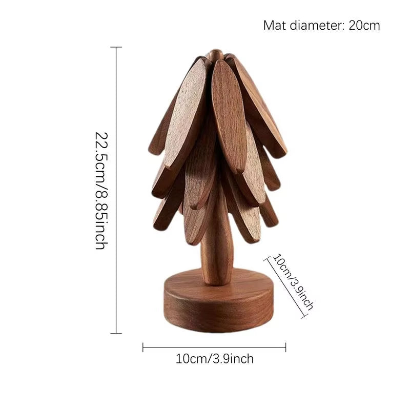 Walnut Tree Hot Pot Stand Wooden Trivets for Hot Dishes Tree Shape Trivet Set Coaster Heat Insulated Pad for Teapot Hot Pots