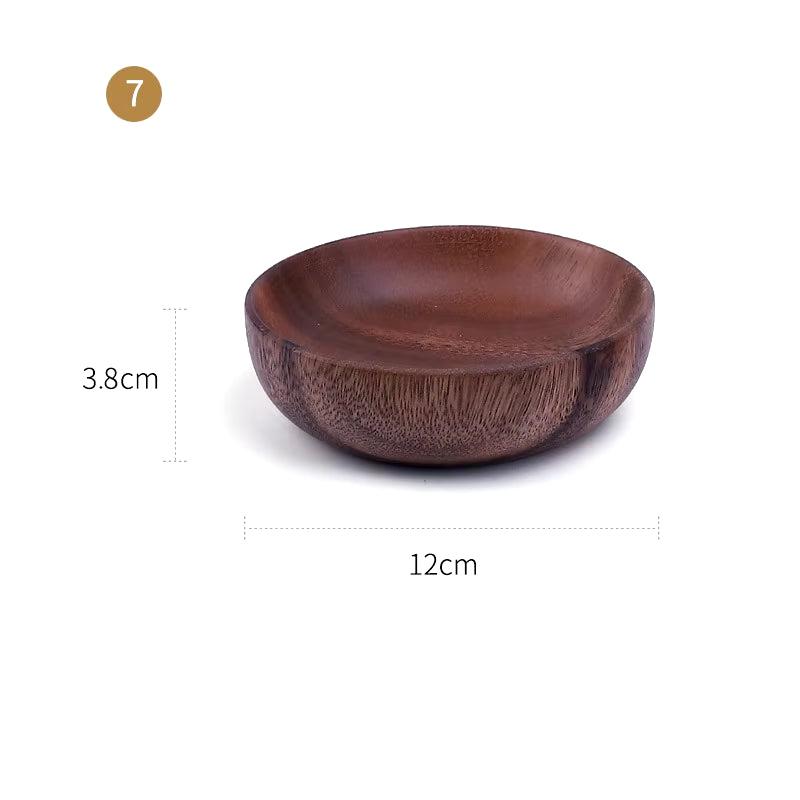 Food Container Acacia Wooden Bowl Wooden Tableware Household and Fruit Plate Salad Bowl Whole Wooden Soup Bowl Wooden Plate