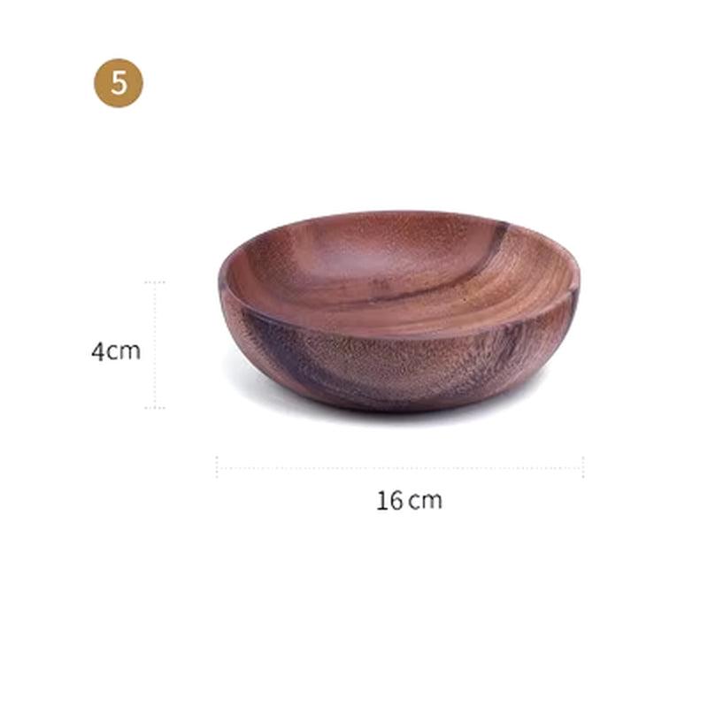 Food Container Acacia Wooden Bowl Wooden Tableware Household and Fruit Plate Salad Bowl Whole Wooden Soup Bowl Wooden Plate