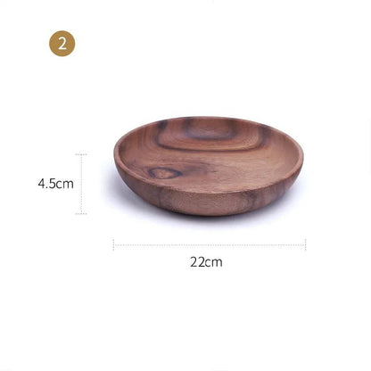 Food Container Acacia Wooden Bowl Wooden Tableware Household and Fruit Plate Salad Bowl Whole Wooden Soup Bowl Wooden Plate